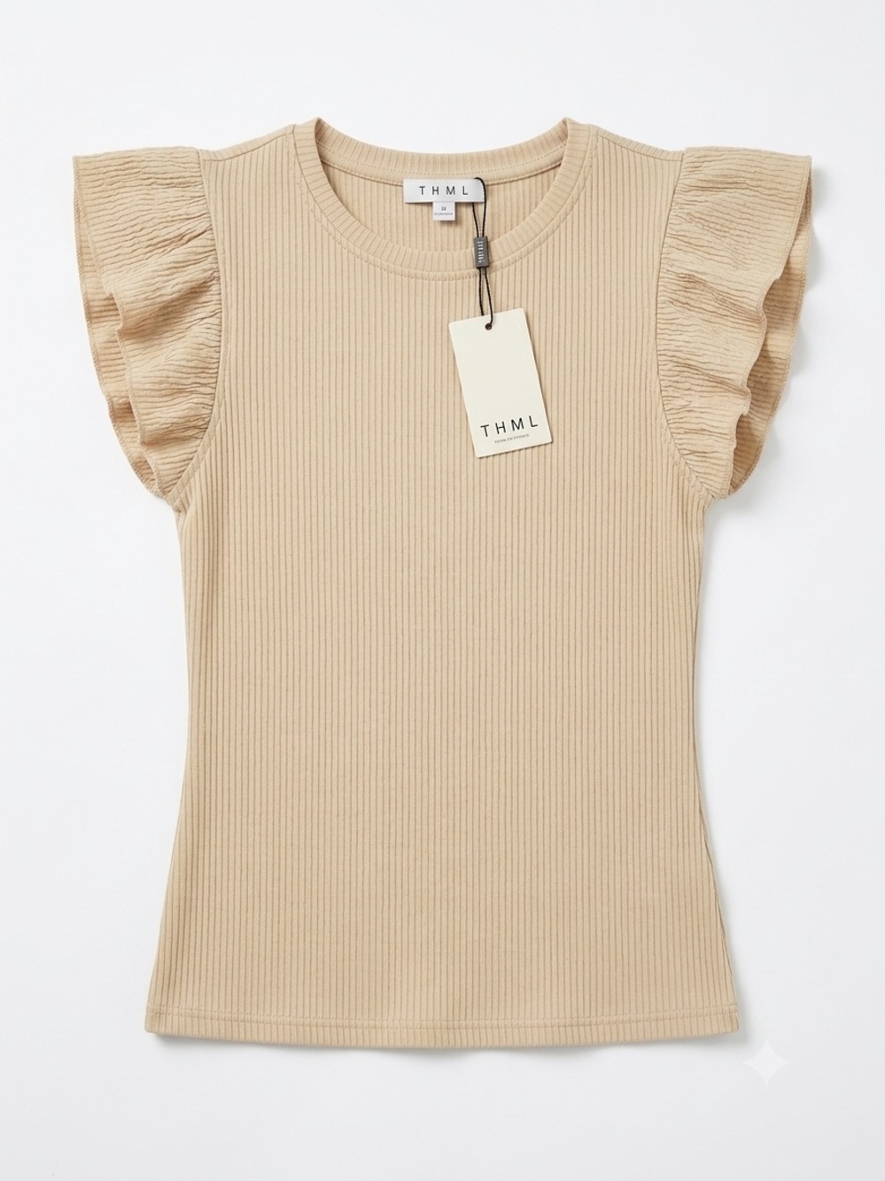THML Beige Ruffle Sleeve Top - Picture 8 of 8